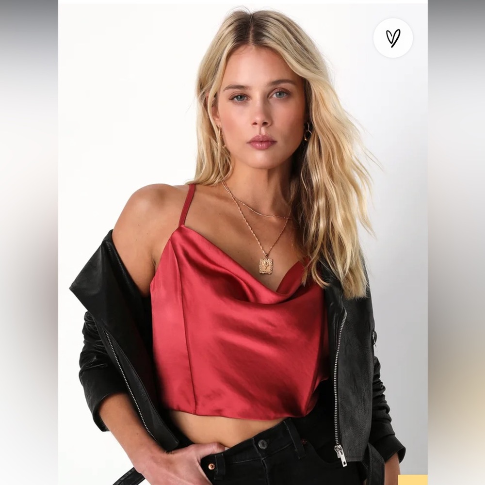 Ever So Sultry Rusty Rose Satin Cowl Neck Cami Tank Top